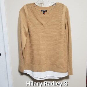 Hilary Radley Top Small Carmel Shirt-tail Contemporary Modern Knit Tunic